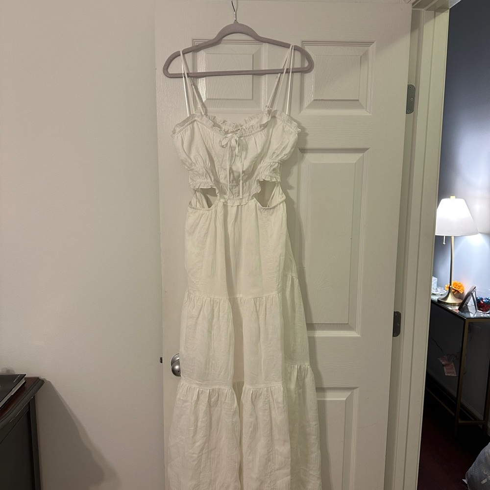 White Maxi Dress with Ruffle Details